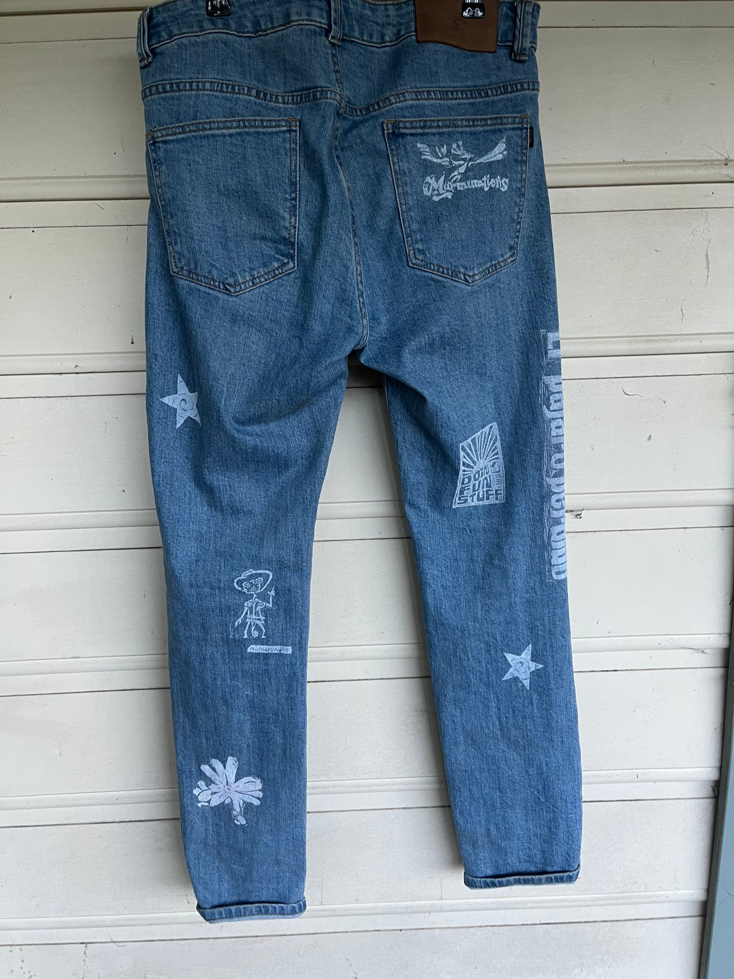 Patch print jeans