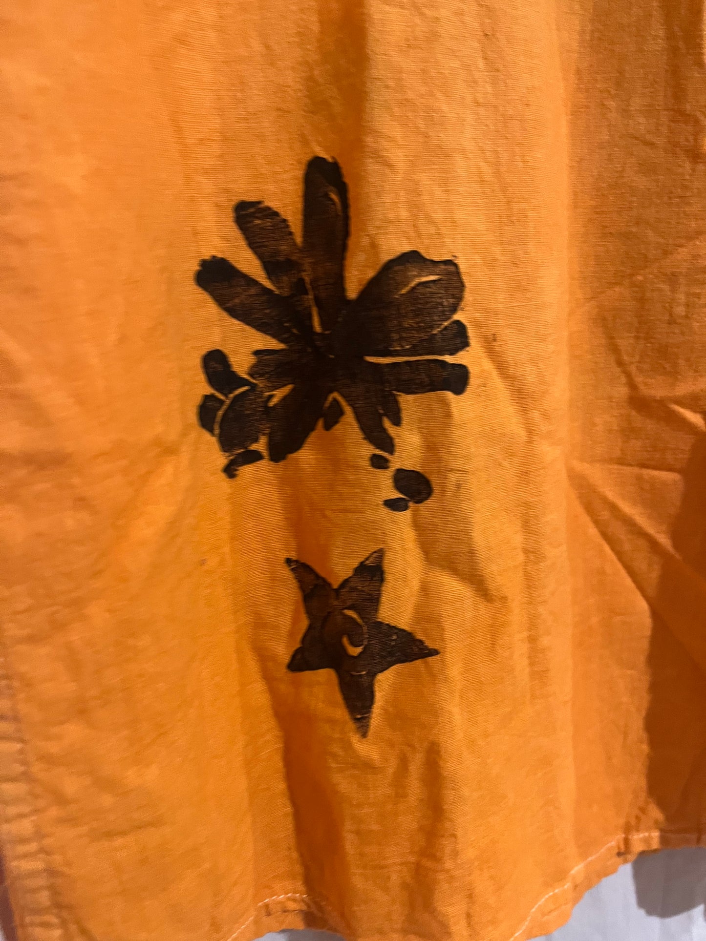 Patch print linen button up