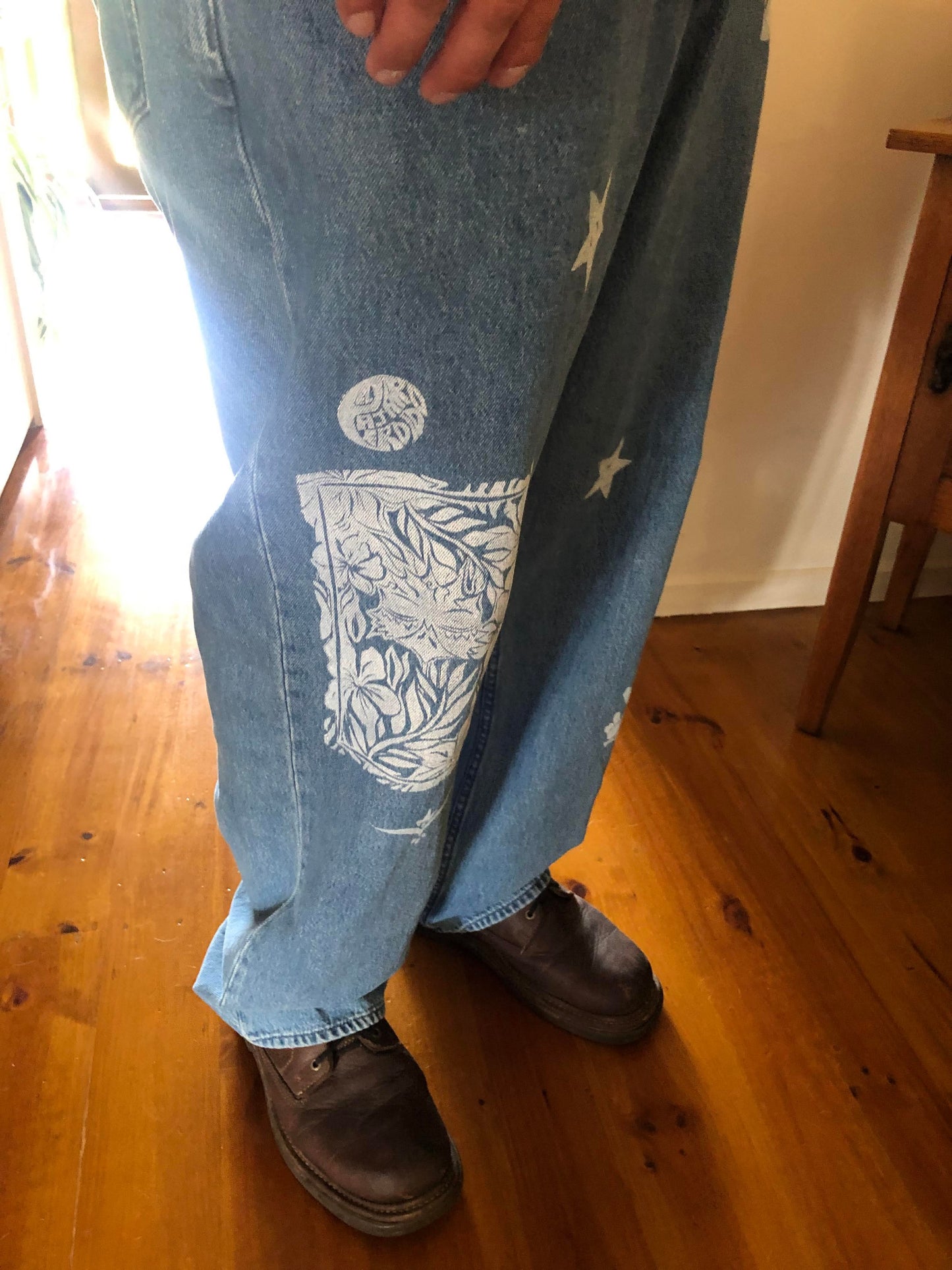 Patch print jeans - baggy