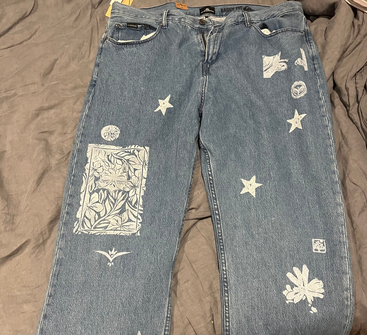 Patch print jeans - baggy