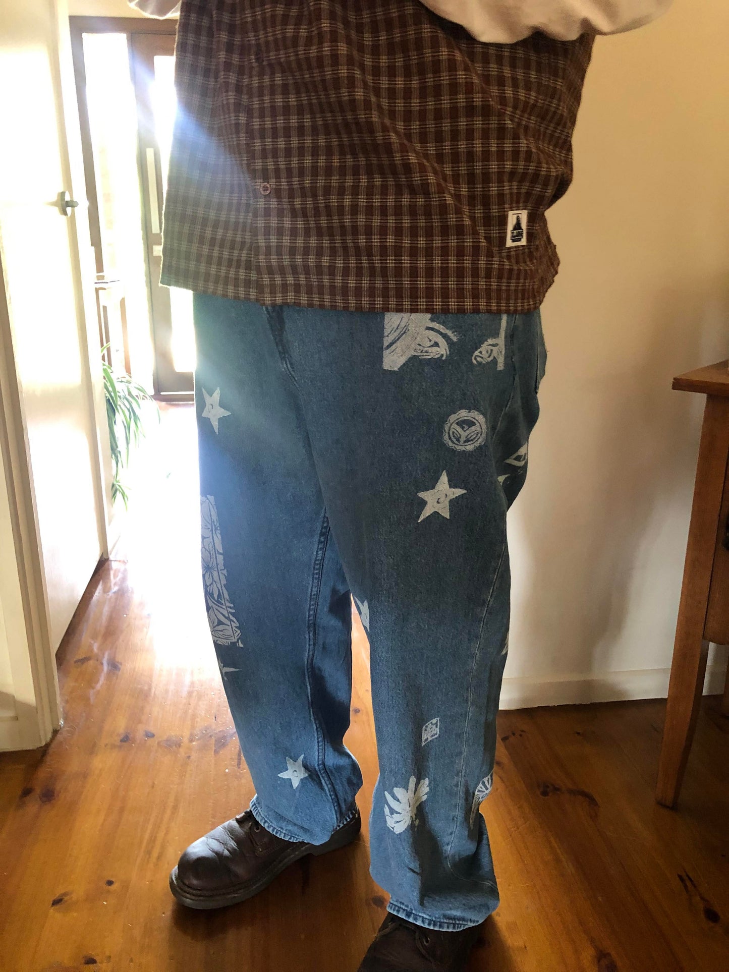 Patch print jeans - baggy