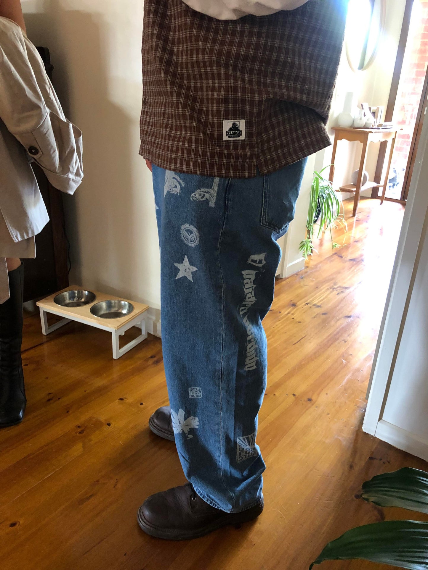 Patch print jeans - baggy